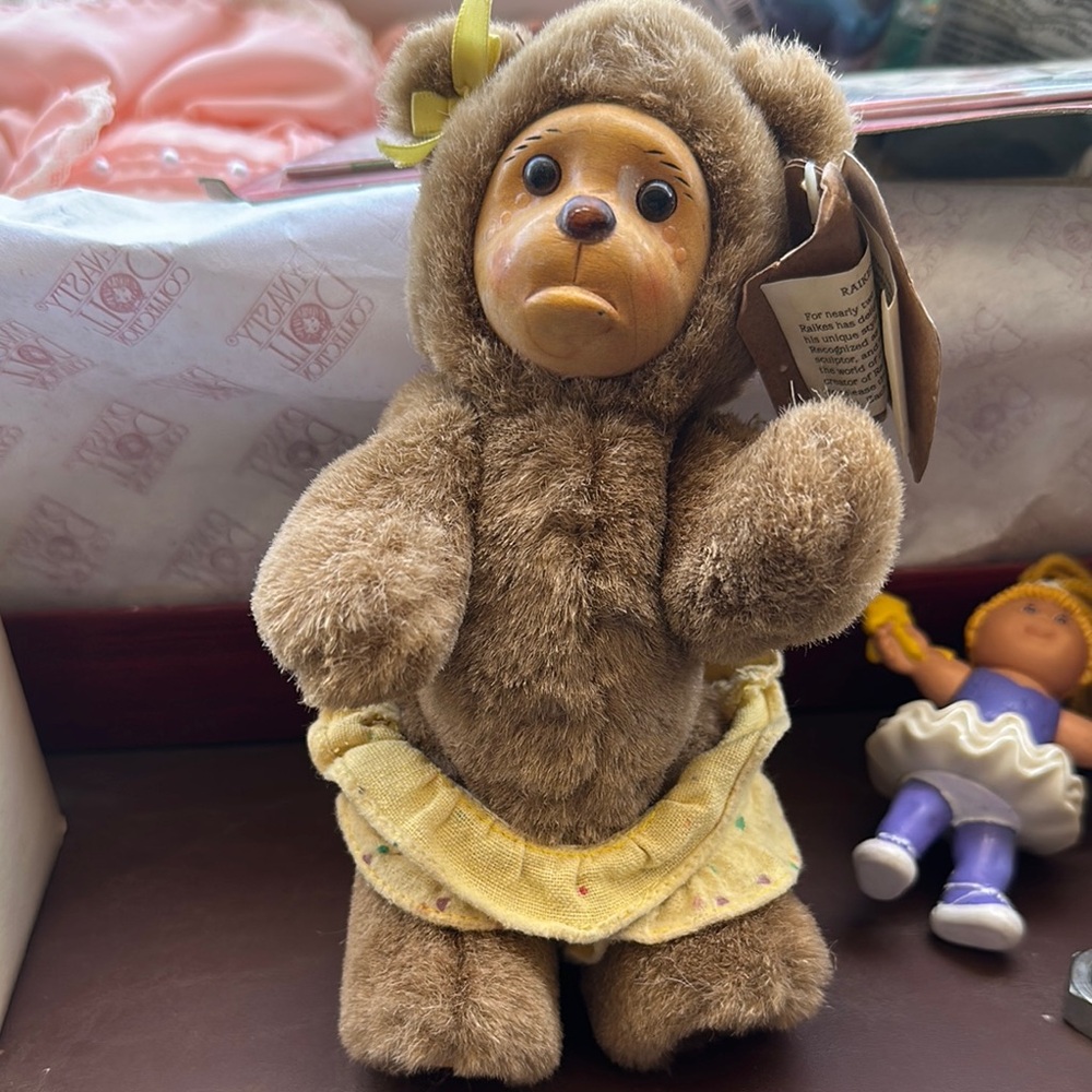 Adorable Brown Teddy Bear with Yellow Skirt